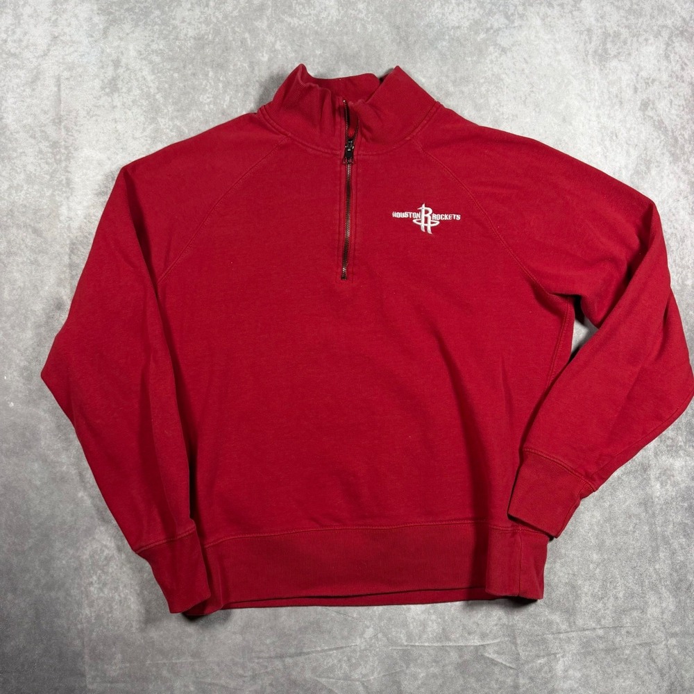 Houston Rockets OTS Men Red Quarter Zip Pullover Sweatshirt Large NBA Basketball